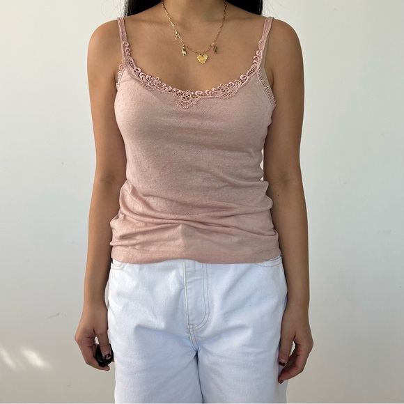 Old Label Mango Pink Pointelle Cami Top - Small - Picture 1 of 5